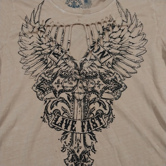 Affliction Shirt Retro Gothic Vintage T-shirt Womens S Biker Punk Y2K Tee - Picture 2 of 11